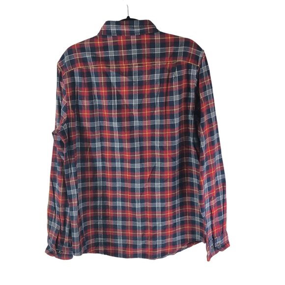 Hawker Rye Mens Red & Navy Plaid Flannel Regular Fit Button-Up Shirt M - Picture 2 of 5